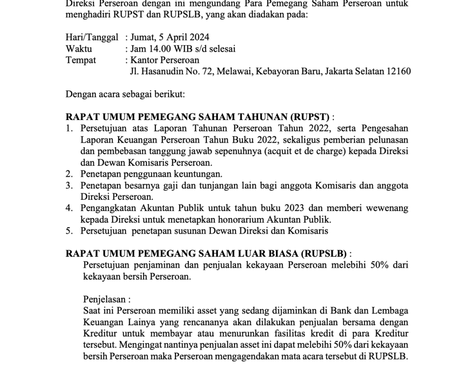 Panggilan 1 Revisi 2024